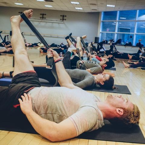 student in yoga class